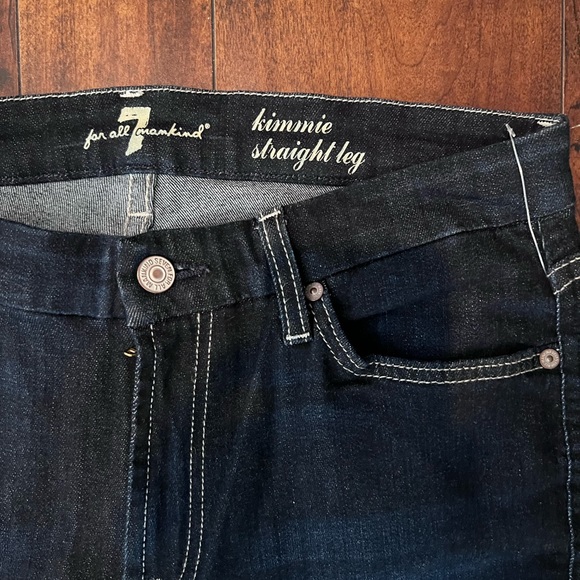 7 For All Mankind Kimmie Straight Leg Dark Denim Jeans Sz 31 NWT - Picture 4 of 8